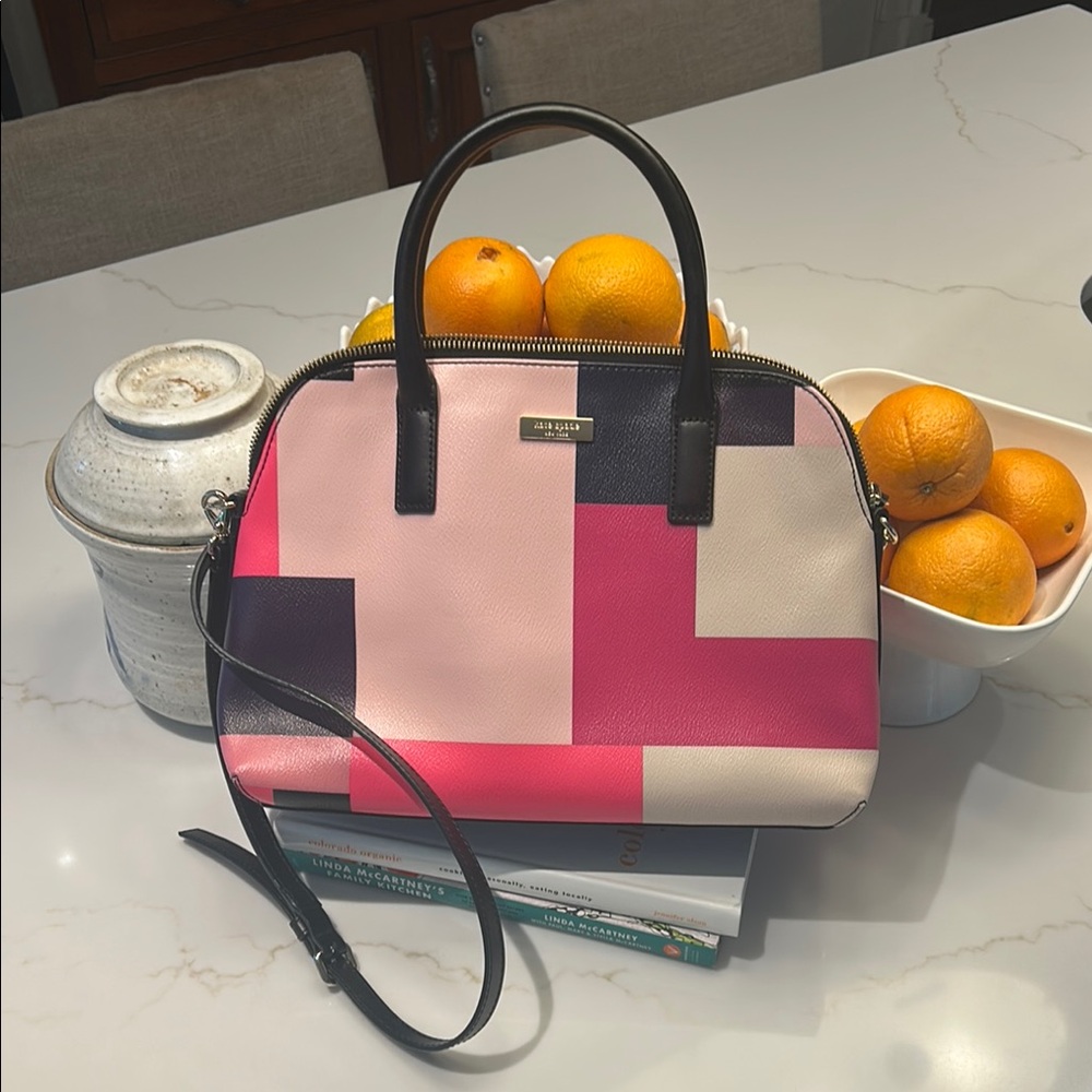 Kate Spade Pink and Black Geometric Satchel